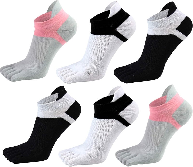 Fasot Women Toe Socks 5 Finger Cotton Wicking Athletic 6 Pack 3 Pack - Image 1